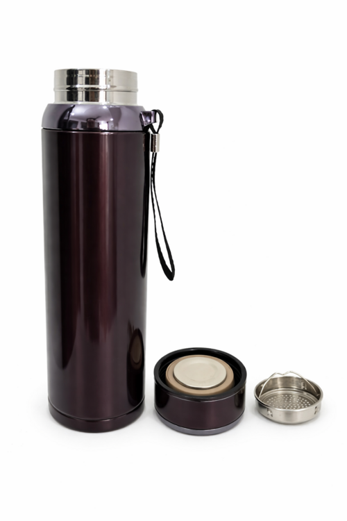 Metallic Maroon Thermos with Tea Infuser